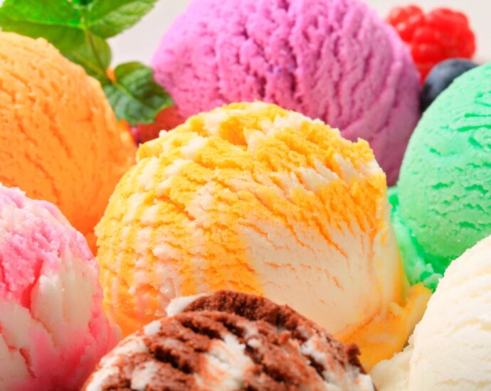 Scoops of colorful ice cream